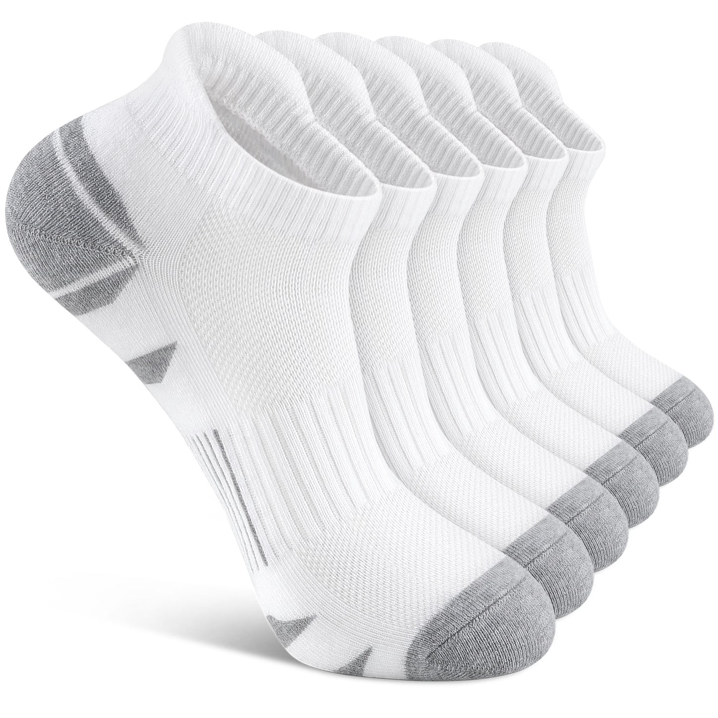 6 Pack Men's Ankle Socks Athletic Socks with Cushion Low Cut Socks Sports Socks for Women Men 6-9/9-12/12-14