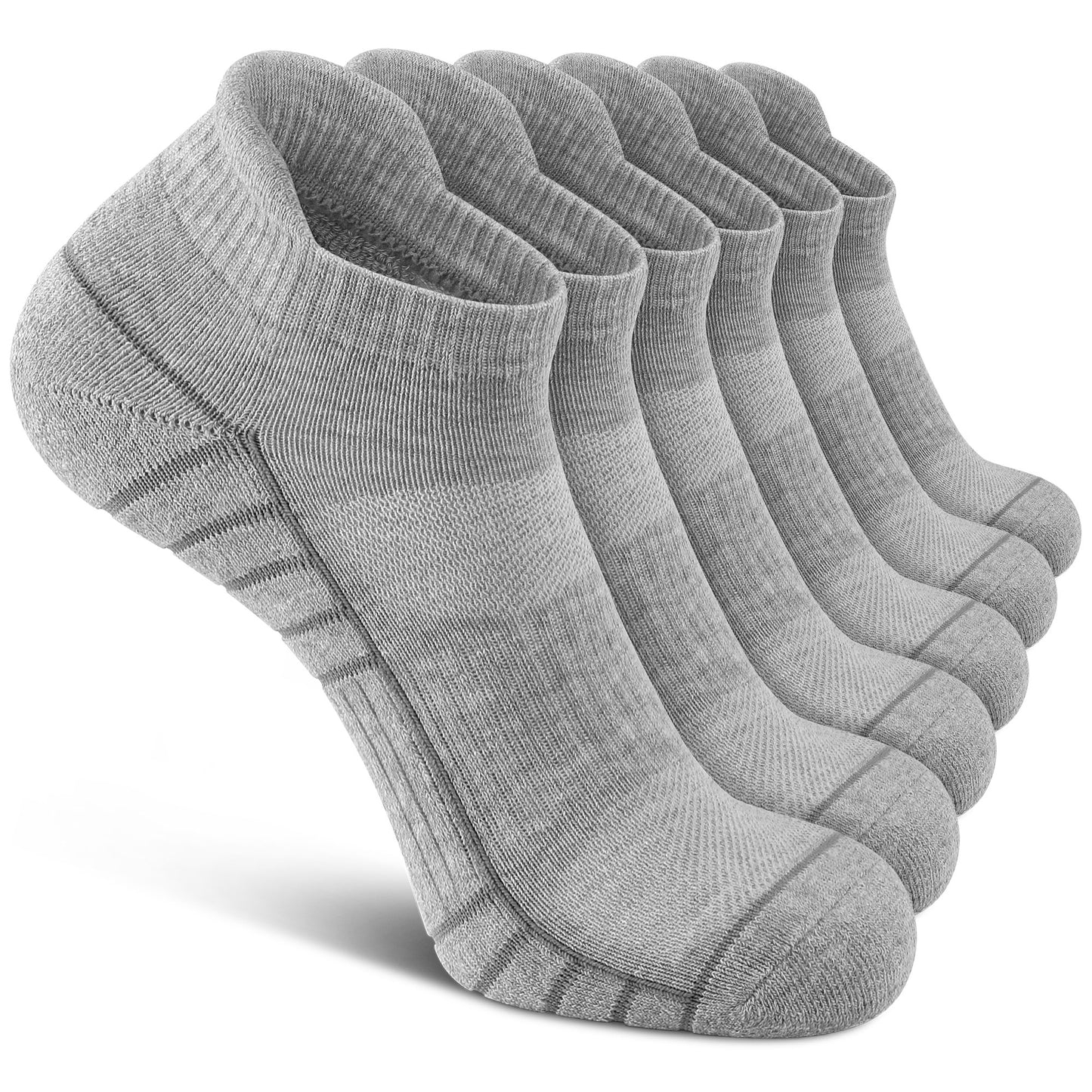 6 Pack Men's Ankle Socks Athletic Socks with Cushion Low Cut Socks Sports Socks for Women Men 6-9/9-12/12-14