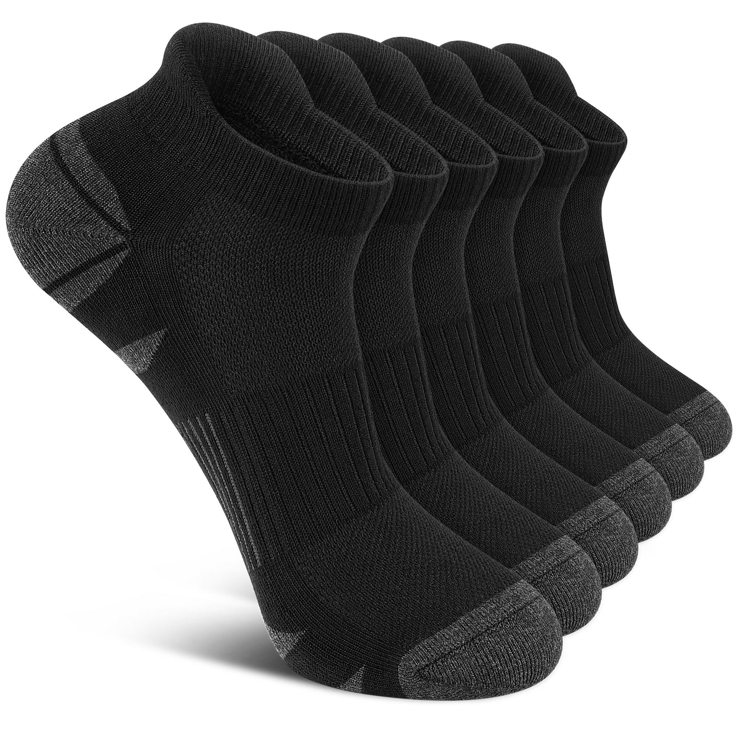 6 Pack Men's Ankle Socks Athletic Socks with Cushion Low Cut Socks Sports Socks for Women Men 6-9/9-12/12-14