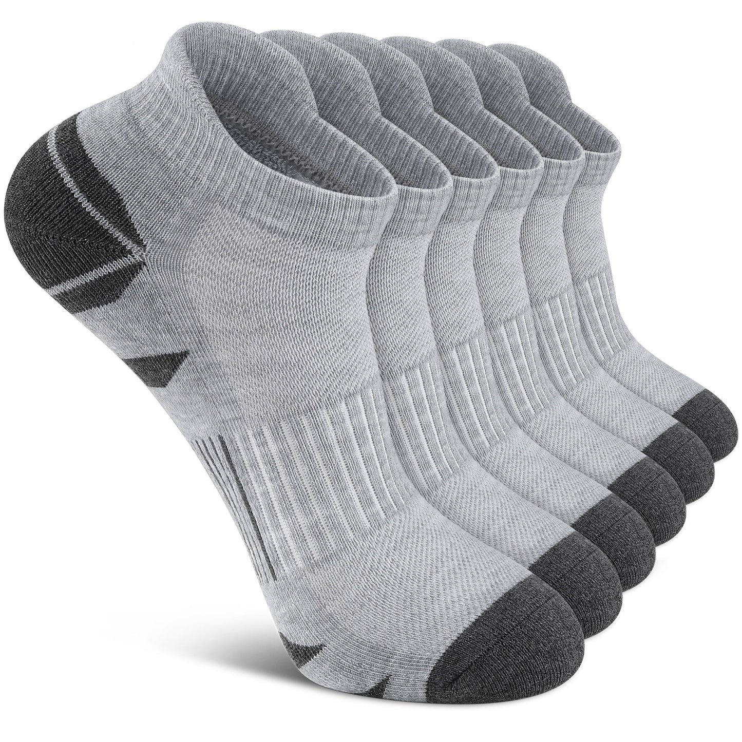 6 Pack Men's Ankle Socks Athletic Socks with Cushion Low Cut Socks Sports Socks for Women Men 6-9/9-12/12-14