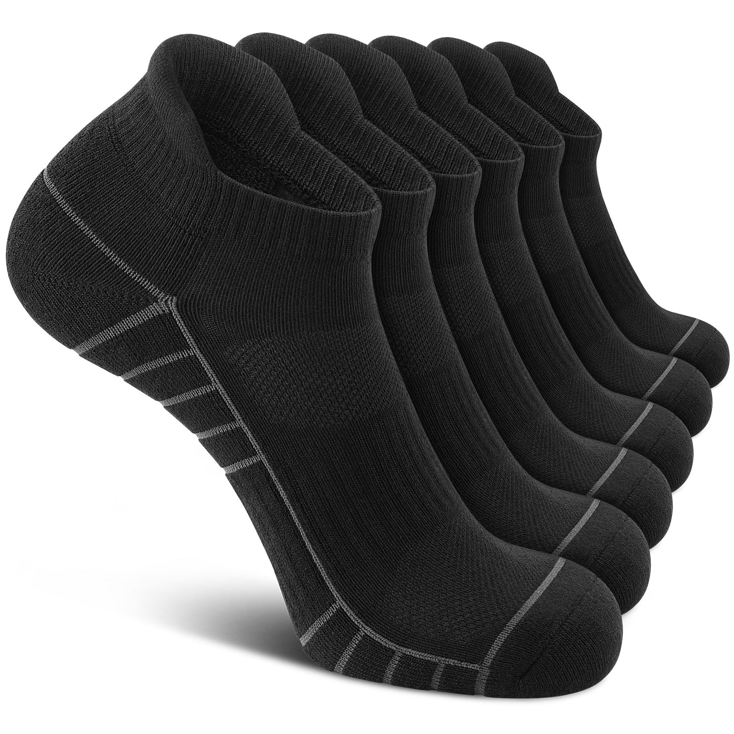 6 Pack Men's Ankle Socks Athletic Socks with Cushion Low Cut Socks Sports Socks for Women Men 6-9/9-12/12-14