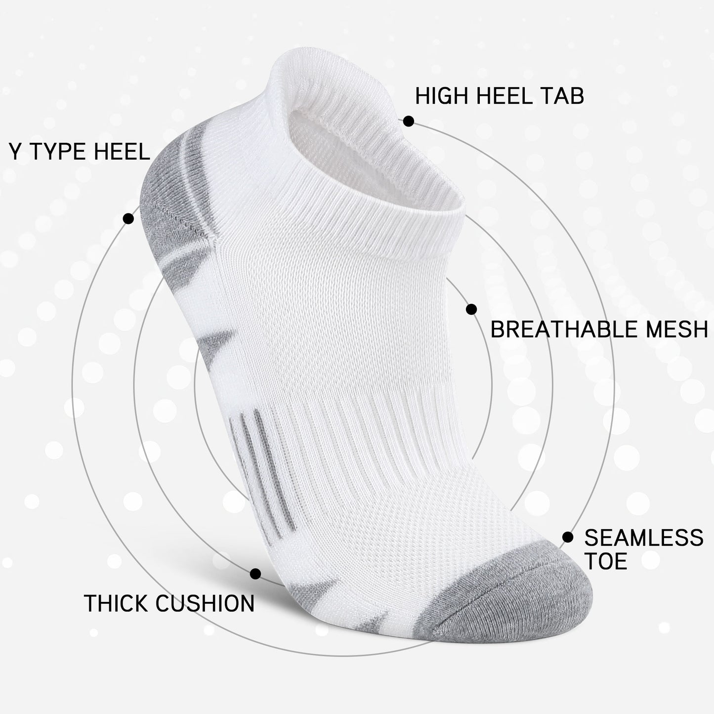 6 Pack Men's Ankle Socks Athletic Socks with Cushion Low Cut Socks Sports Socks for Women Men 6-9/9-12/12-14