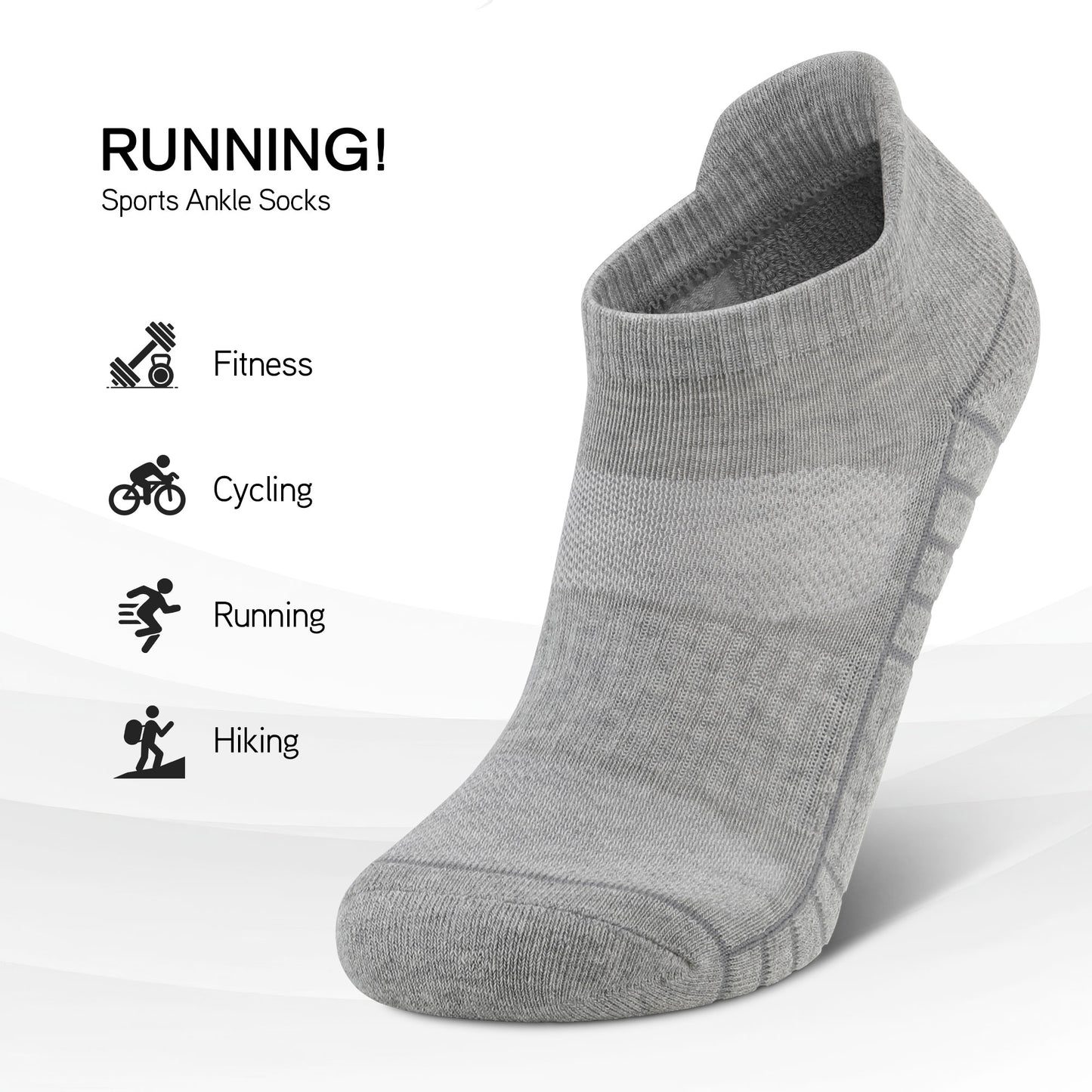6 Pack Men's Ankle Socks Athletic Socks with Cushion Low Cut Socks Sports Socks for Women Men 6-9/9-12/12-14