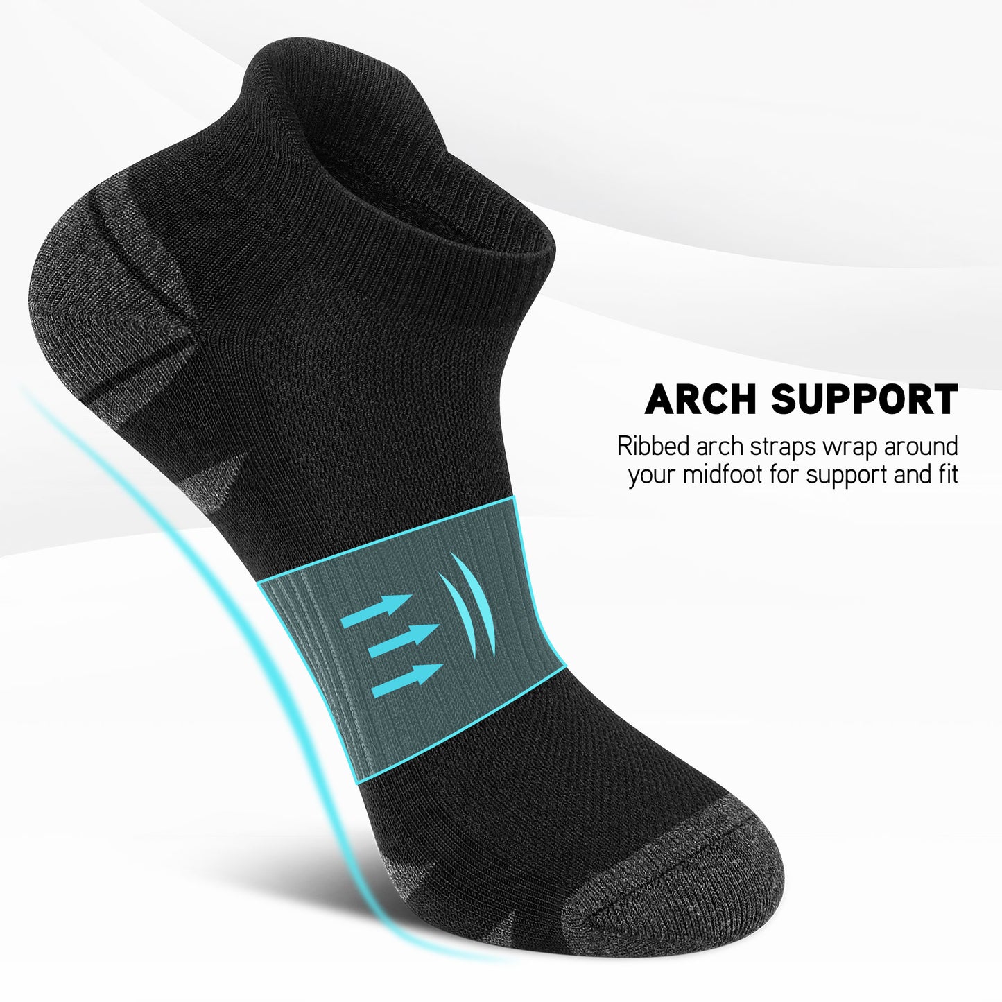 6 Pack Men's Ankle Socks Athletic Socks with Cushion Low Cut Socks Sports Socks for Women Men 6-9/9-12/12-14