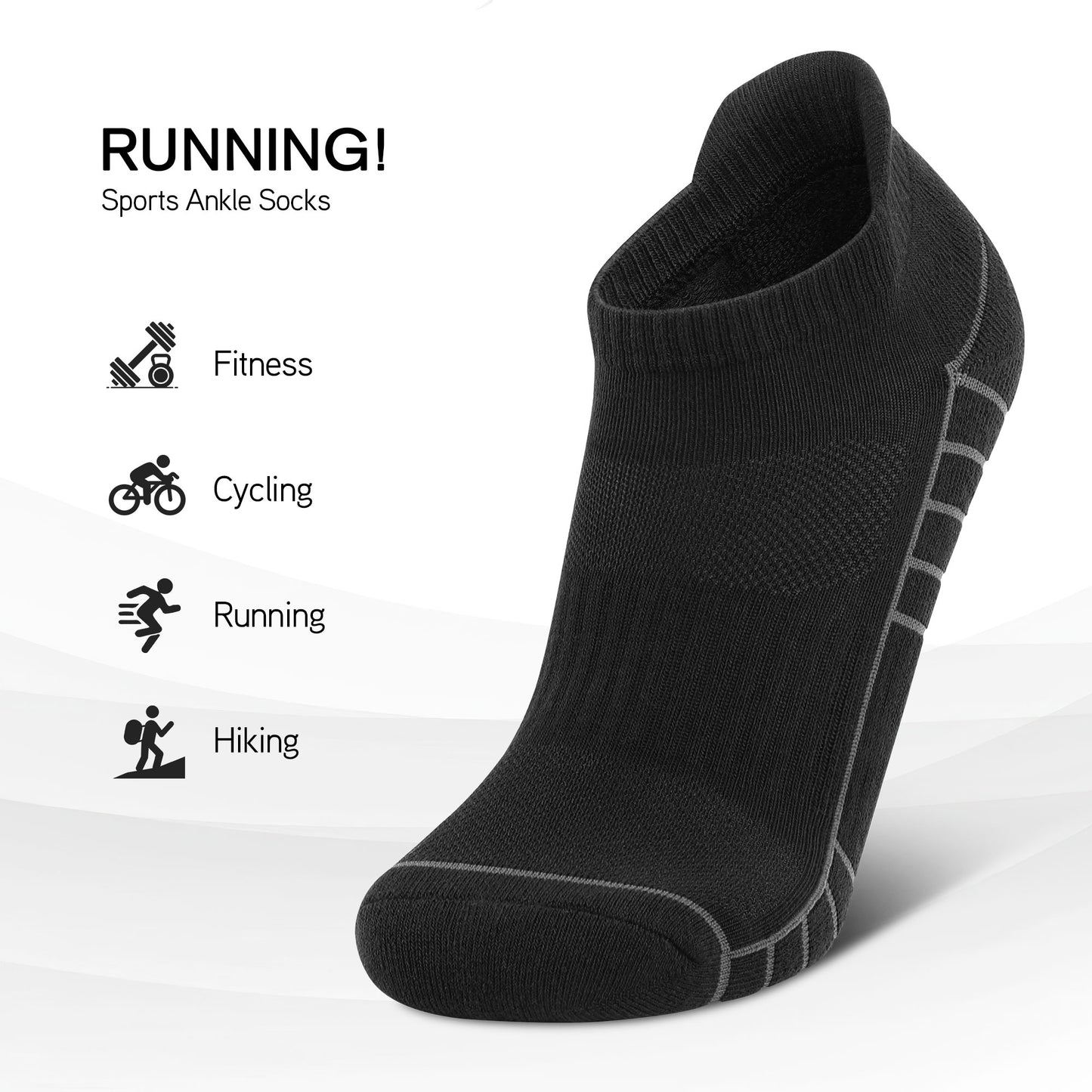 6 Pack Men's Ankle Socks Athletic Socks with Cushion Low Cut Socks Sports Socks for Women Men 6-9/9-12/12-14