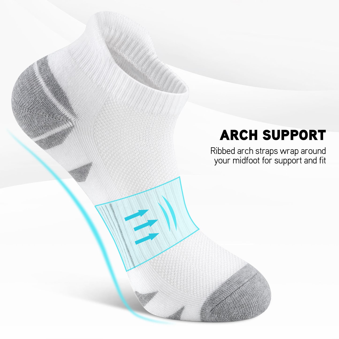 6 Pack Men's Ankle Socks Athletic Socks with Cushion Low Cut Socks Sports Socks for Women Men 6-9/9-12/12-14