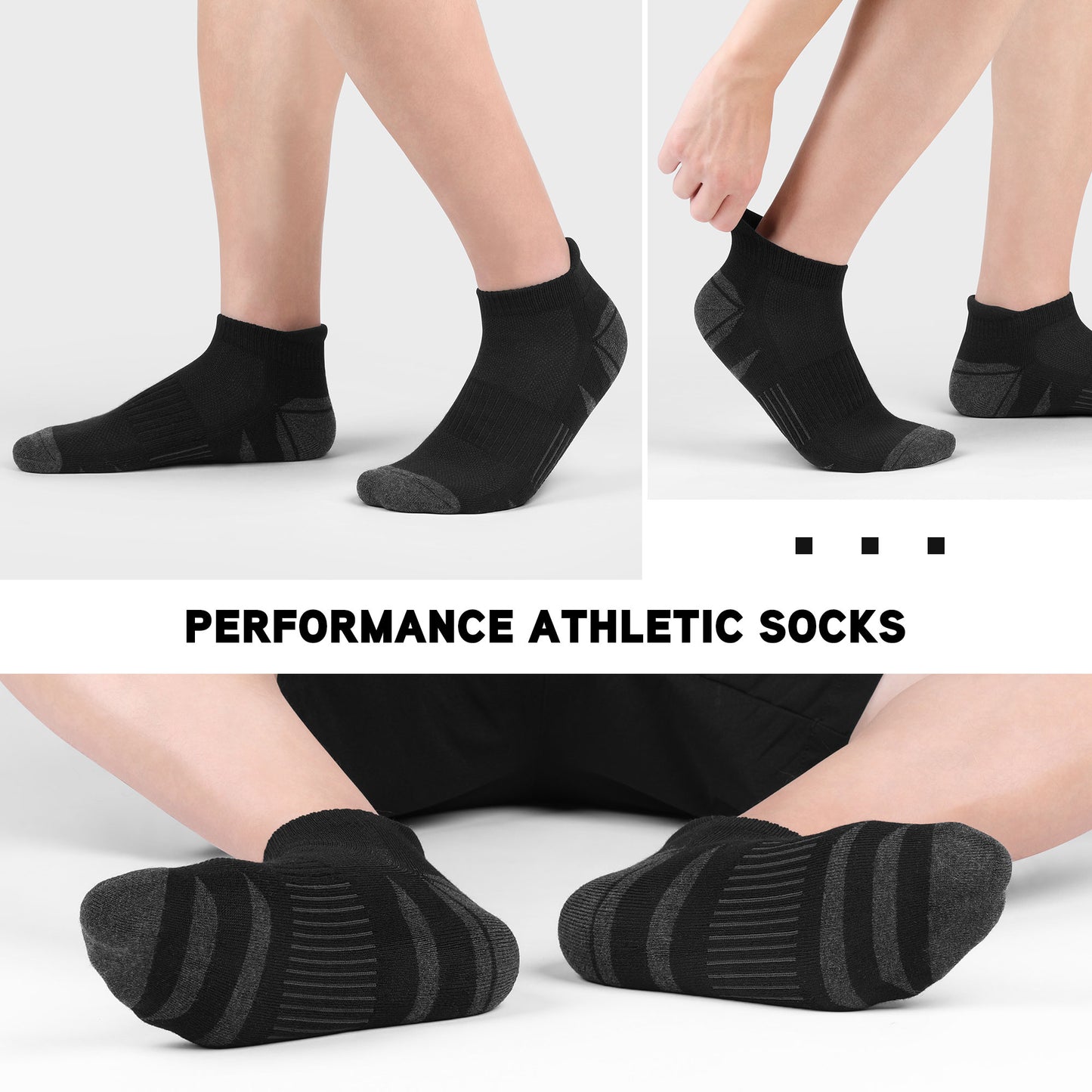 6 Pack Men's Ankle Socks Athletic Socks with Cushion Low Cut Socks Sports Socks for Women Men 6-9/9-12/12-14
