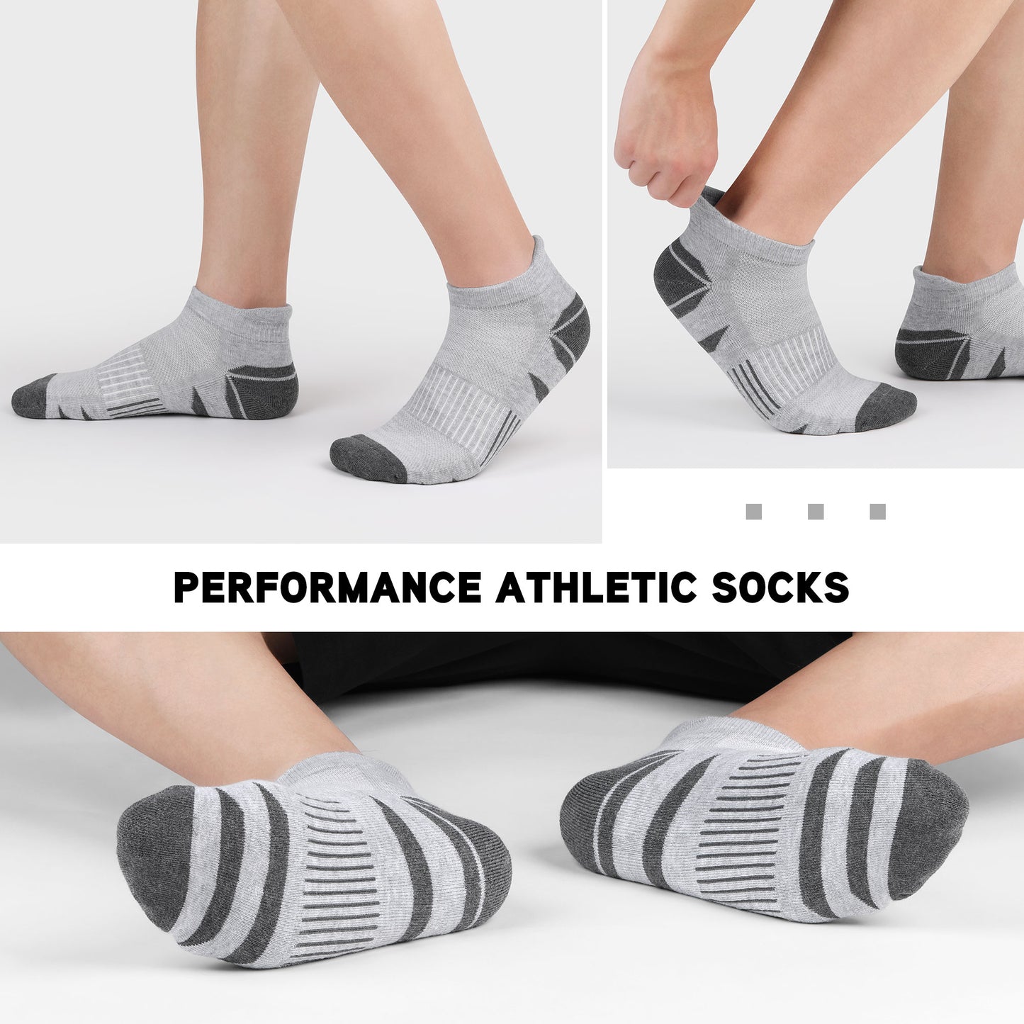 6 Pack Men's Ankle Socks Athletic Socks with Cushion Low Cut Socks Sports Socks for Women Men 6-9/9-12/12-14