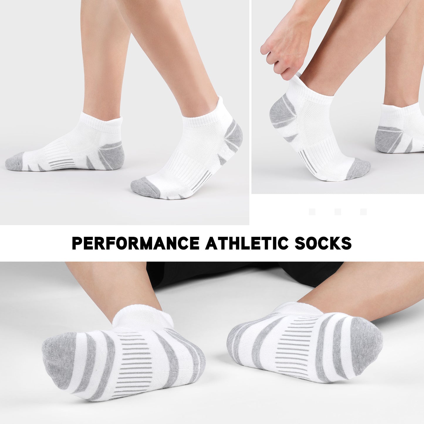 6 Pack Men's Ankle Socks Athletic Socks with Cushion Low Cut Socks Sports Socks for Women Men 6-9/9-12/12-14