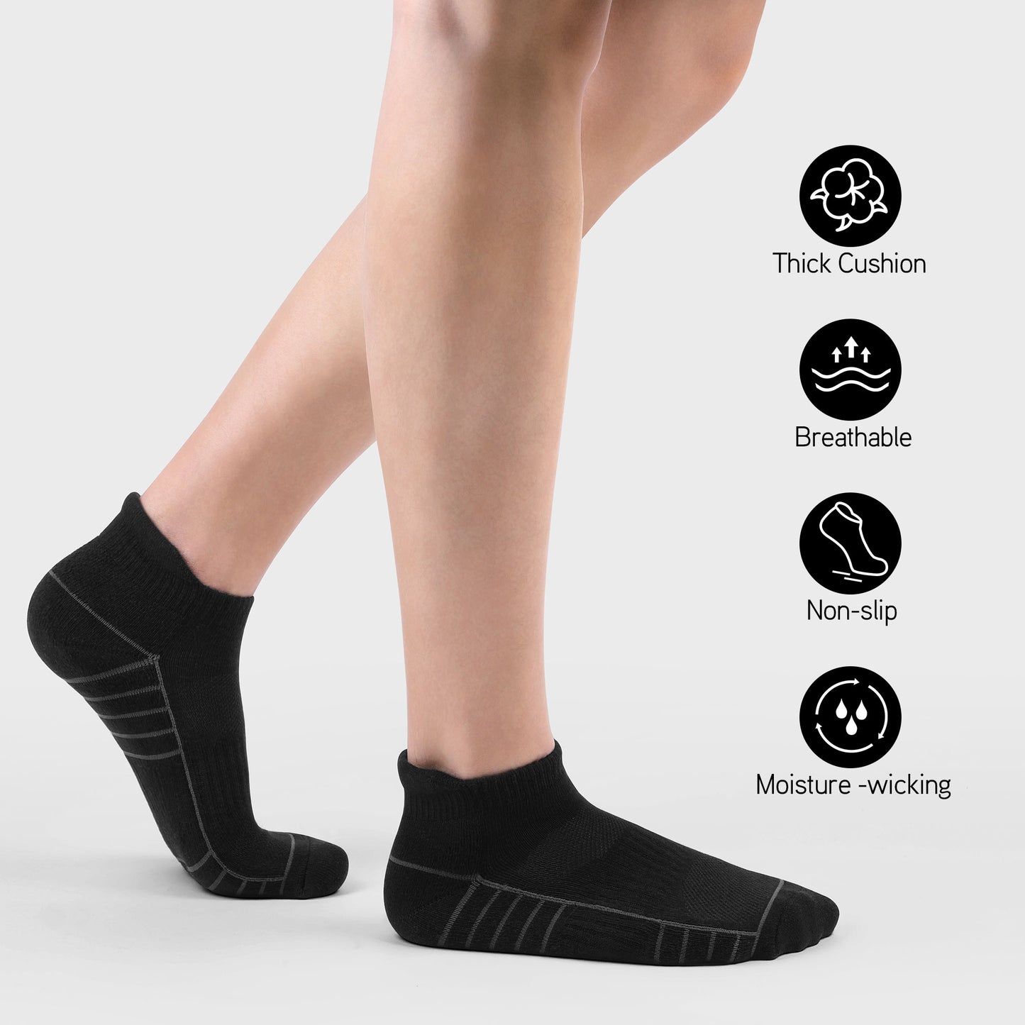 6 Pack Men's Ankle Socks Athletic Socks with Cushion Low Cut Socks Sports Socks for Women Men 6-9/9-12/12-14