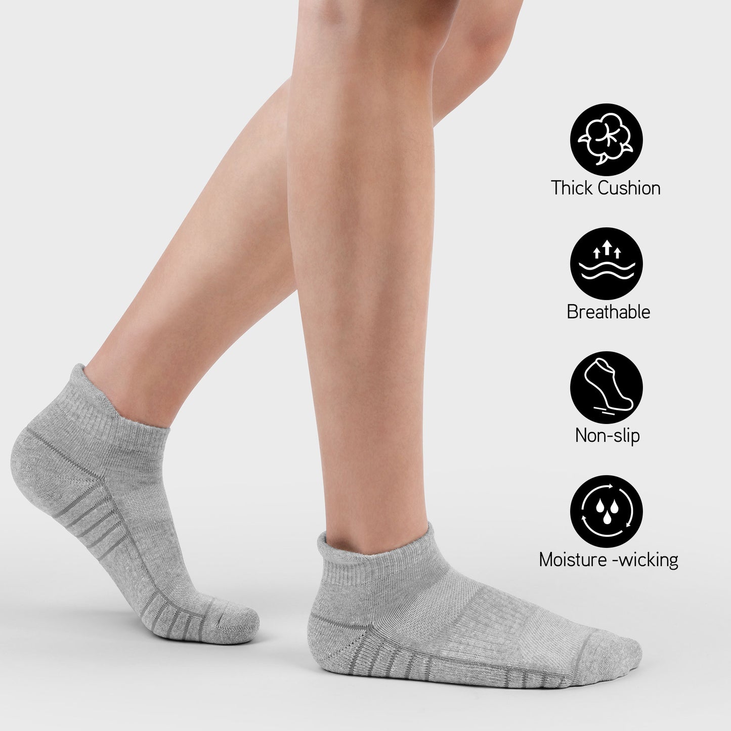 6 Pack Men's Ankle Socks Athletic Socks with Cushion Low Cut Socks Sports Socks for Women Men 6-9/9-12/12-14