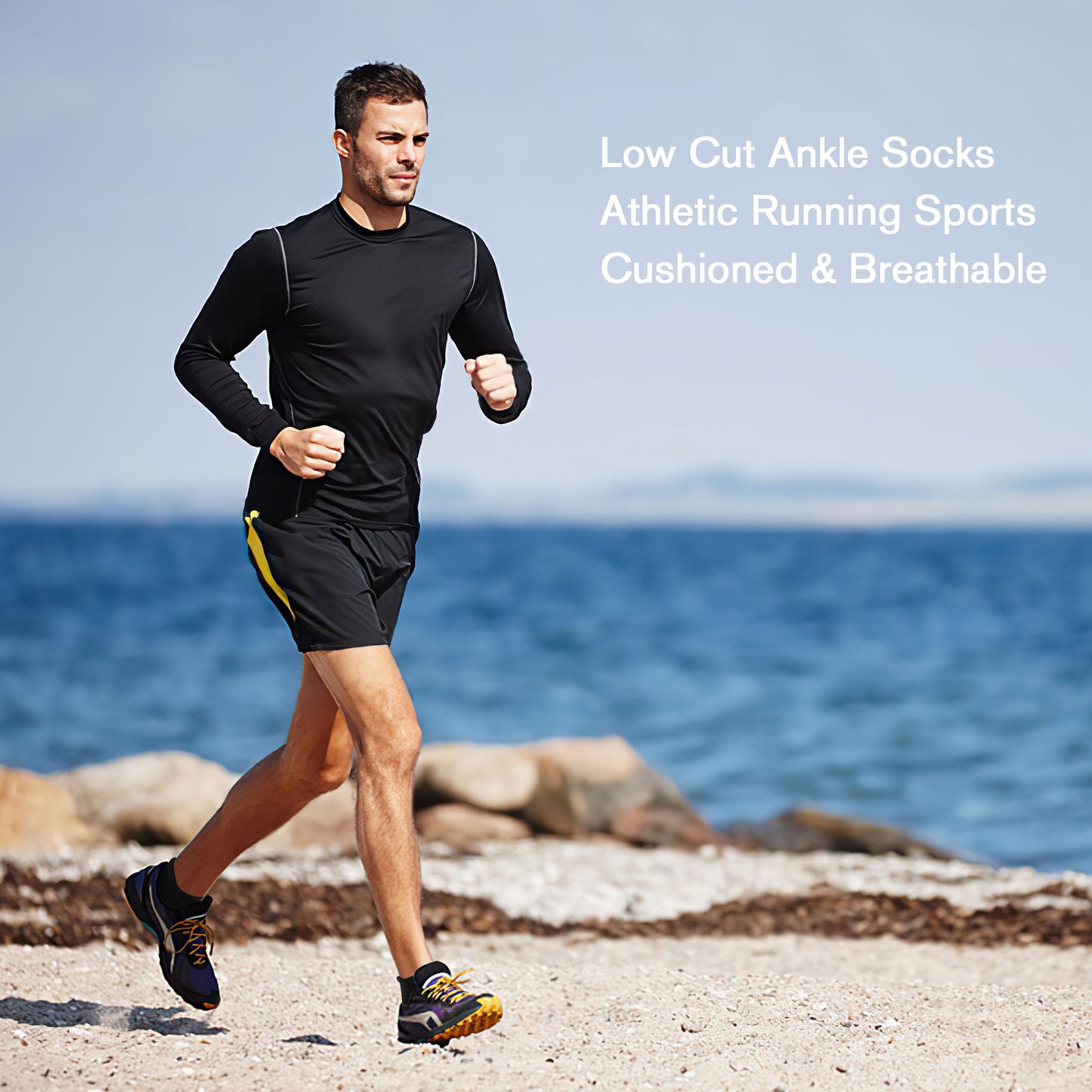 6 Pack Men's Ankle Socks Athletic Socks with Cushion Low Cut Socks Sports Socks for Women Men 6-9/9-12/12-14